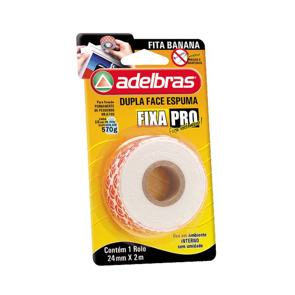 Fita Adesiva Dupla Face Adelbras com Espuma Uso Interno 2mx24mm