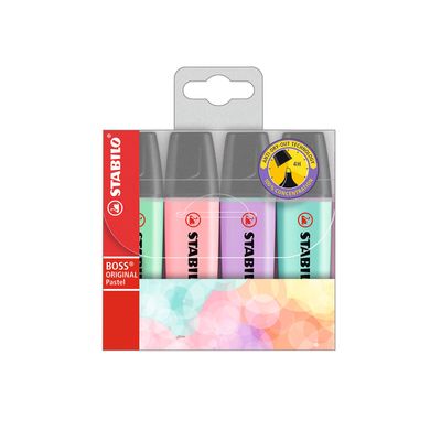 Marcador de Texto Stabilo Boss Pastel com 4 Cores