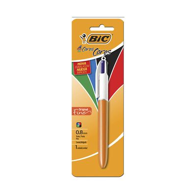 Caneta Esferográfica Bic Fine 4 Cores 0.8mm Laranja