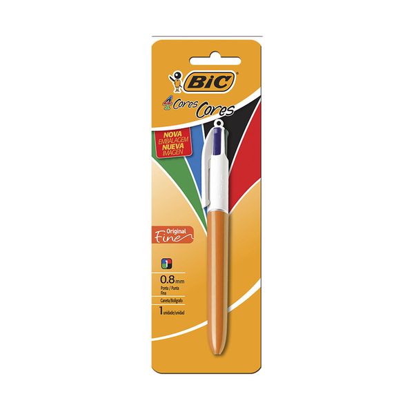 Caneta Esferográfica Bic Fine 4 Cores 0.8mm Laranja
