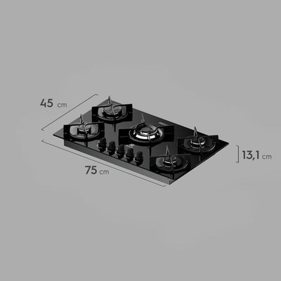 Cooktop 5 Bocas a Gás Electrolux Mesa Vidro Experience ChamaPrecisa e Multi Chama (KE5GC) Bivolt