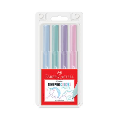 Caneta Esferográfica Faber-Castell Fine Pen 4.0mm Colors Pasteis com 4 Unidades
