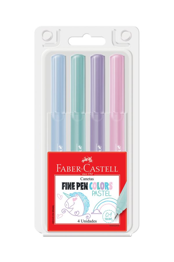 Caneta Esferográfica Faber-Castell Fine Pen 4.0mm Colors Pasteis com 4 Unidades