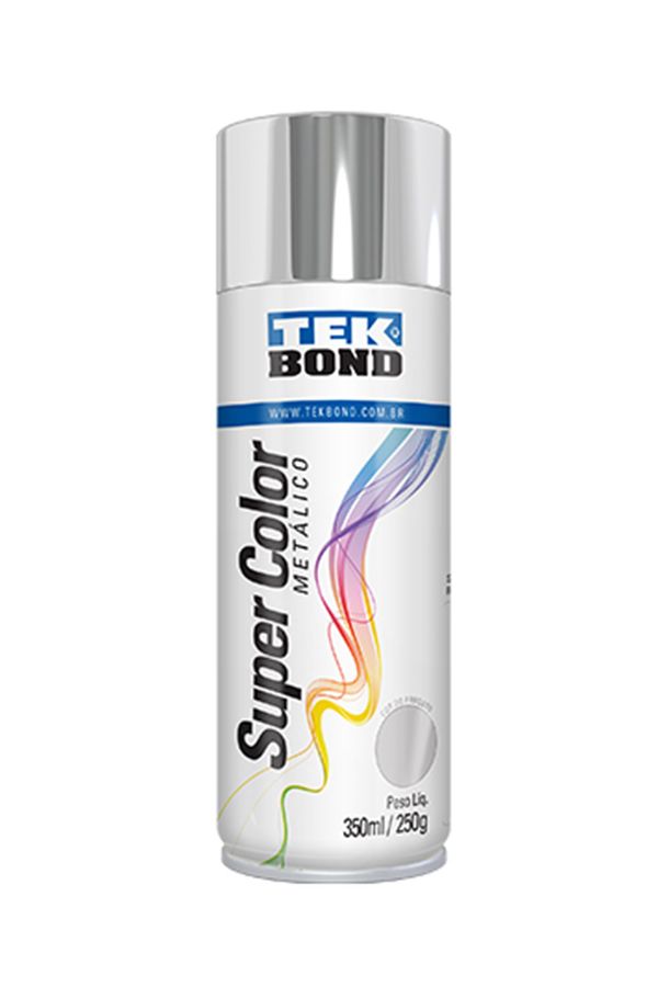 Tinta Acrílica Spray Super Color 350ml/250g Cromado Metálico