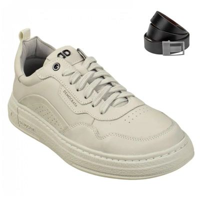 Kit Sapatênis Democrata Denim Jake Masculino + Cinto 42 / Bege