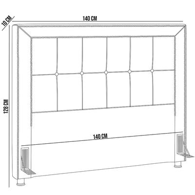 Cabeceira Cama Box Casal 140 cm P05 Atenas Linho Cinza - Lyam Decor