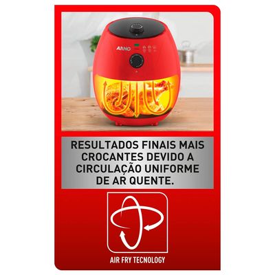 Fritadeira Elétrica Air Fryer Arno Easy Fry EZFV 3,2L Vermelha - 220V