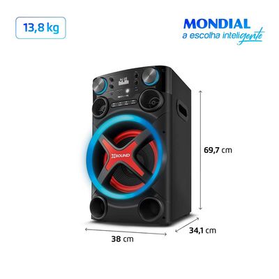 Torre de Som Mondial TM-1200, Luzes, Bluetooth, 1200 W RMS, APP
