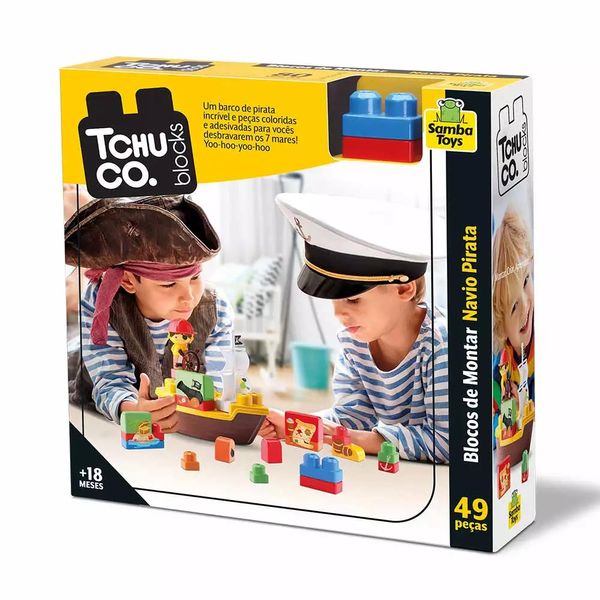 Tchuco Blocks Samba Toys Navio Pirata com 49 Peças