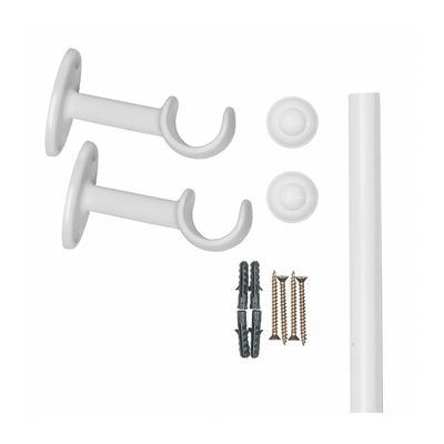 Kit Varão Bella Arte Pratiko Basic 19mmx1,50m com 2 Suportes em Madeira Branco