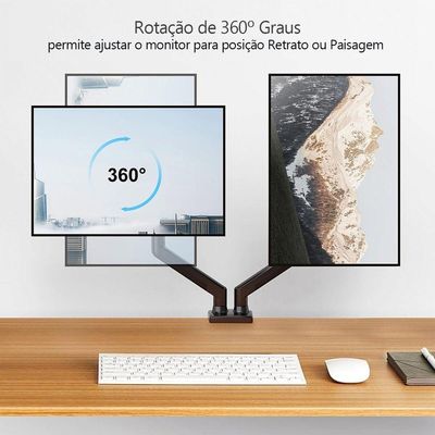 Suporte Duplo Para Monitor 17 A 32 Articulado Pistão A Gás - Fitter F16