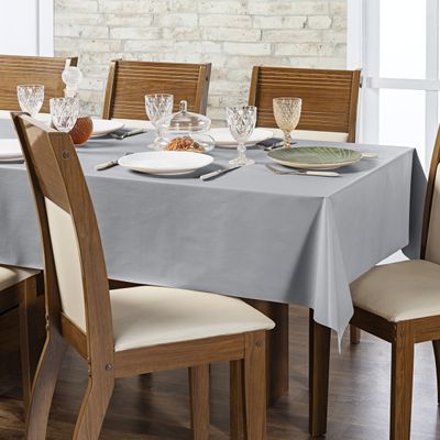 Toalha de Mesa 8 Lugares Térmica Impermeável 1,40 m x 2,50 m 100% Policloreto de Vinila - Cinza