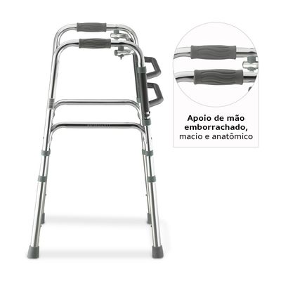 Andador de Alumínio Fixo Móvel e Articulado 3 em 1 D10 Dellamed Alumínio