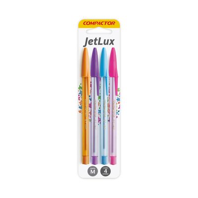 Kit Caneta Esferográfica Compactor 1.0mm Jet Lux Colors com 8 Unidades