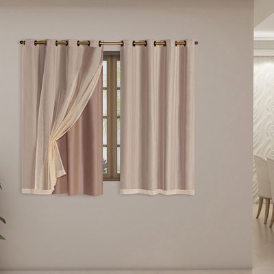 Cortina Blackout PVC com Tecido Voil 2,00 m x 1,40 m 100% Poliéster - Avelã