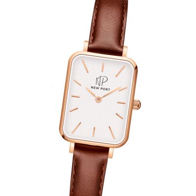 Kit Relógio Feminino Quadrado De Pulso Marrom + Bracelete