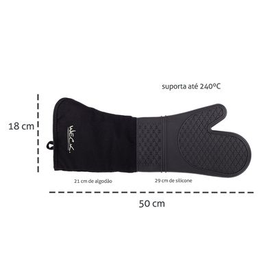 Espatula Colher Silicone e Luva Profissional Cabo Longo 3un