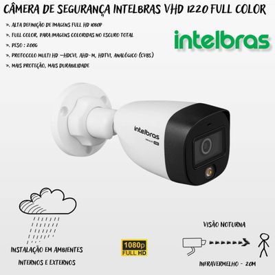 Kit 2 Cameras 1220B Full Color Intelbras Dvr 1004-C Mhdx 4 Ch C/HD 500gb