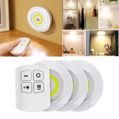 Kit 3 Luminarias Led Spot Lampada Pilha Adesivo Sem Fio Fácil Instalação Teto Parede Armários SMD