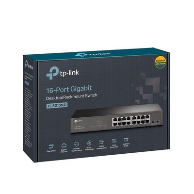 Switch Gigabit 16 Portas 10-100-1000 Nao Gerenciavel Tl-sg1016d Nacional Smb