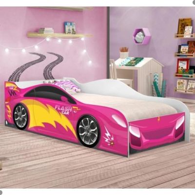 Cama Carro Menina Rosa Solteiro
