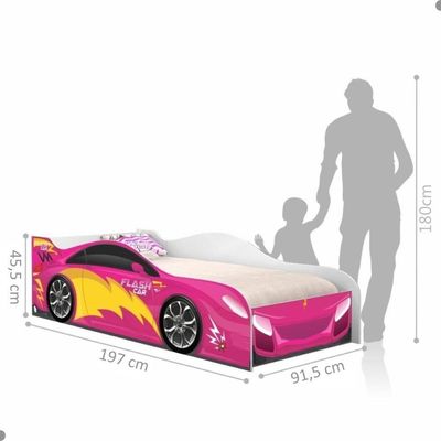 Cama Carro Menina Rosa Solteiro