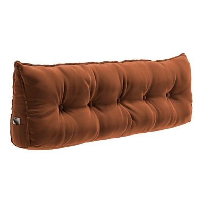 Almofada Para Cabeceira Encosto Apoio Lombar Spot 195cm Com Porta Celular Veludo - Abmaza Terracota