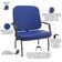 Cadeira De Escritório Recepção Com Braço Fixa Preta Magno P03 Vinil Azul - Lyam Decor