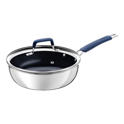 Frigideira Funda Tramontina Romagna Aço Inox Revestimento Cerâmico 24 cm 3,1 L com Tampa de Vidro