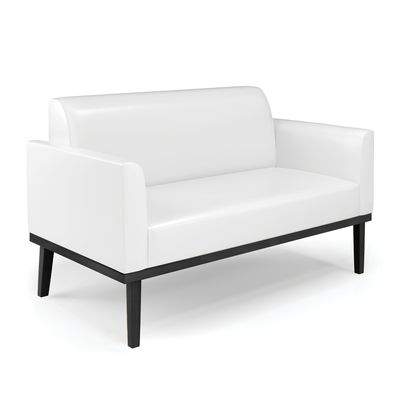 Sofá Namoradeira com Poltrona Base de Madeira Fixa Preto Marisa Corano Branco