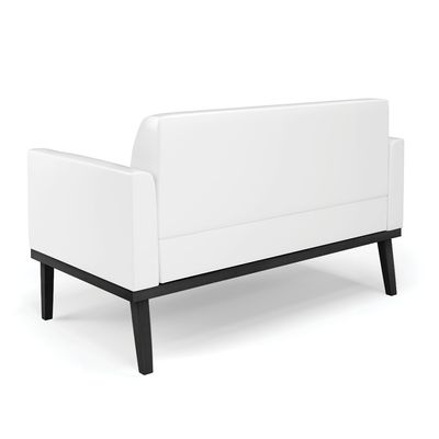 Sofá Namoradeira com Poltrona Base de Madeira Fixa Preto Marisa Corano Branco