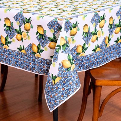 Toalha de Mesa Tropical Microfibra Estampada 2,50m x 1,50m para 8 Lugares - Limão