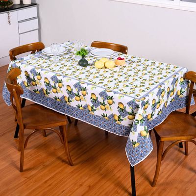 Toalha de Mesa Tropical Microfibra Estampada 2,50m x 1,50m para 8 Lugares - Limão