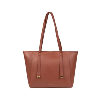 Bolsa de Ombro Feminina Média Alça Alongada Tote Marrom U / Marrom