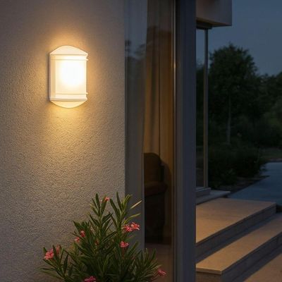 Arandela Luminária Parede Externa Branco Dital Elegance E27 Lente Fosca Iluminação Jardim Varanda