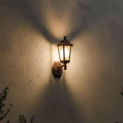 Arandela Colonial Luminária Parede 37cm Marrom E27 Lente Fosca Antiga