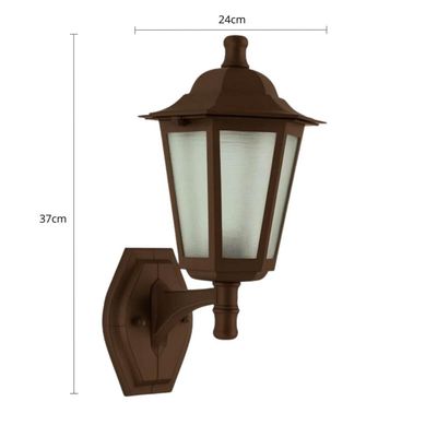 Arandela Colonial Luminária Parede 37cm Marrom E27 Lente Fosca Antiga