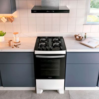 Fogão Dako Supreme Glass 4 Bocas com Mesa de Vidro Branco / Bivolt