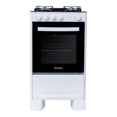Fogão Suggar de Piso Cook Essence 4 Bocas com Mesa de Vidro Branco