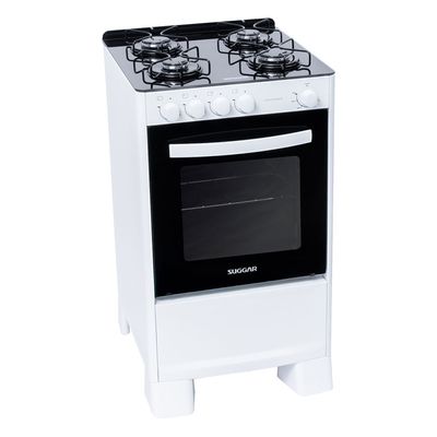 Fogão Suggar de Piso Cook Essence 4 Bocas com Mesa de Vidro Branco