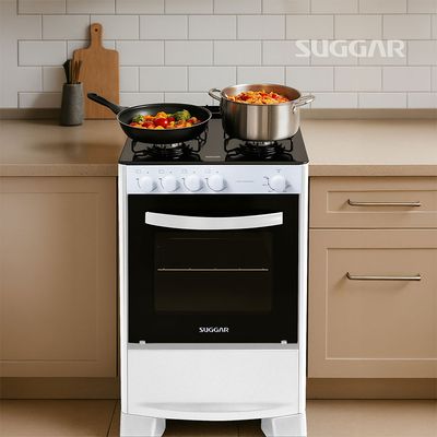 Fogão Suggar de Piso Cook Essence 4 Bocas com Mesa de Vidro Branco