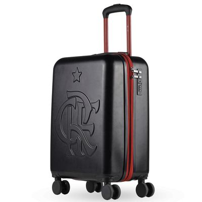 Mala de Bordo 10kg ABS 4 Rodas Flamengo CRF Oficial Preta e Vermelho P / Preto