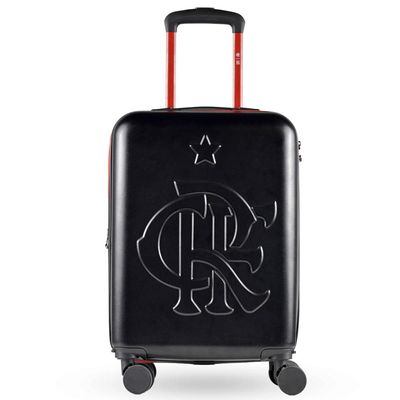 Mala de Bordo 10kg ABS 4 Rodas Flamengo CRF Oficial Preta e Vermelho P / Preto