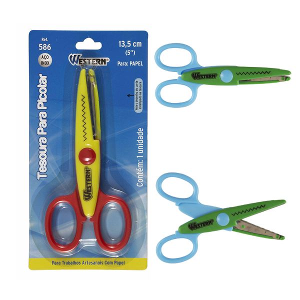 Tesoura Zig Zag para Picotar 13,5cm Cores Diversas - Item Sortido