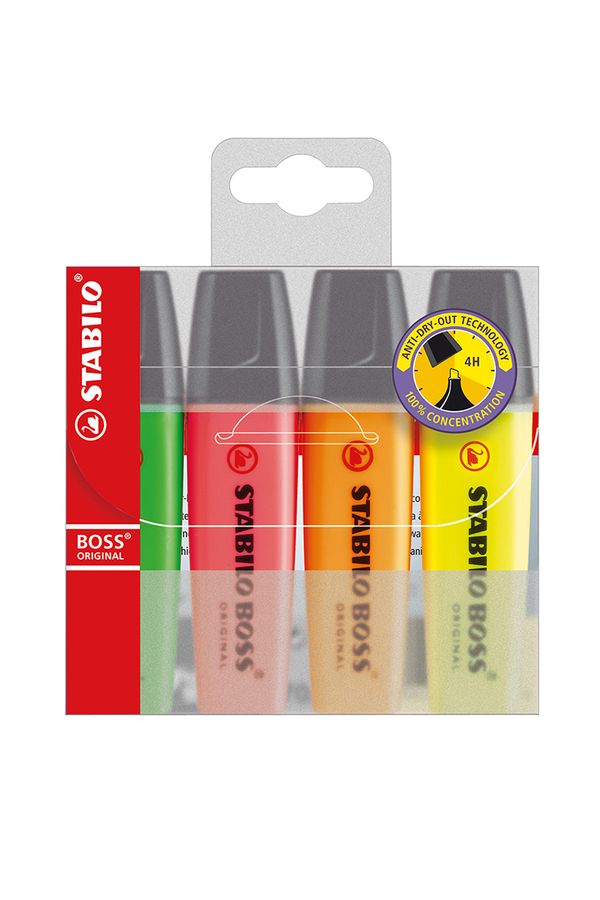 Marcador de Texto Stabilo Boss com 4 Cores
