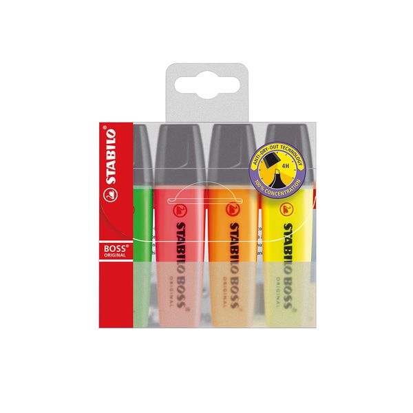 Marcador de Texto Stabilo Boss com 4 Cores