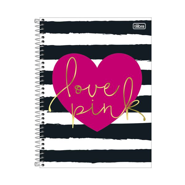 Caderno Tilibra Espiral Capa Dura 1/4 Love Pink 80 Folhas Capas Diversas - Item Sortido