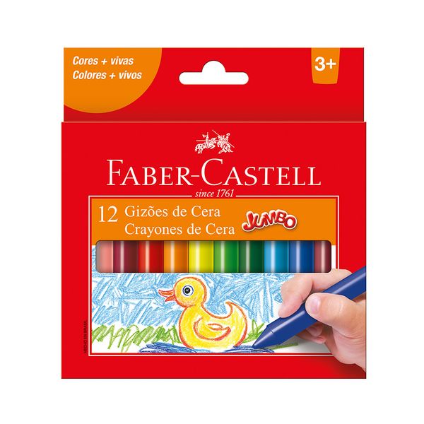 Gizão Cera Faver-Castell Jumbo Cores Vibrantes 12 Unidadses Gizão Cera Faver-Castell Jumbo Cores Vibrantes 12 Unidadses