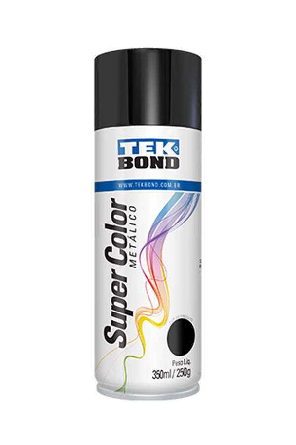 Tinta Acrílica Spray Super Color 350ml/250g Preto Metálico