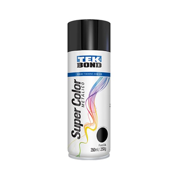 Tinta Acrílica Spray Super Color 350ml/250g Preto Metálico